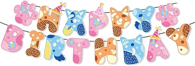 Kids Birthday Party Decoration Set, Pink Blue Orange Animal Theme, 18 Piece Balloon Pack with Banner, Cake Topper, Party Supplies