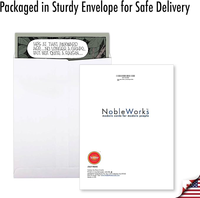 NobleWorks - 1 Big Funny Birthday Card Cartoon (8.5 x 11 Inch) - Jumbo Comic Humor, Group Greeting Card with Envelope - Almost a Raisin J2677BDG
