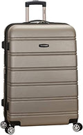 Rockland Melbourne Hardside Expandable Spinner Wheel Luggage, Checked Large 28", Silver
