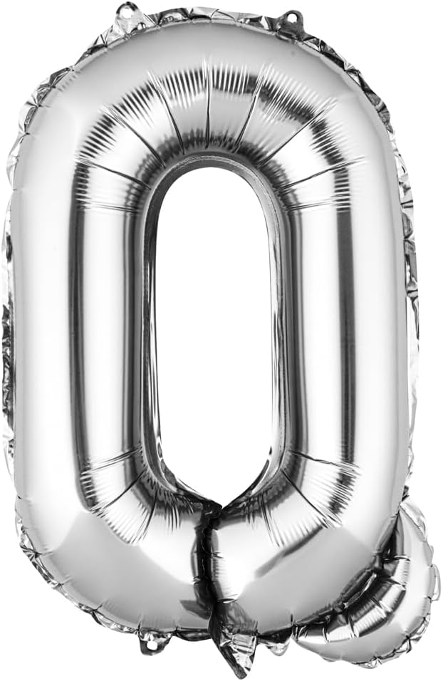 Restaurantware-Balloonify 16 Inch Letter Balloon, 1 Alphabet Party Balloon - Letter Q, Self-Sealing, Silver Foil Mylar Finish, Hanging Loop, Decoration For Birthday, Wedding, Or Graduation