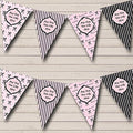 Paris Bows Stripes Black Pink French Personalized Birthday Party Bunting - Hanging Party Decoration - Birthday Party Banner Garland | Decorative Party Supplies