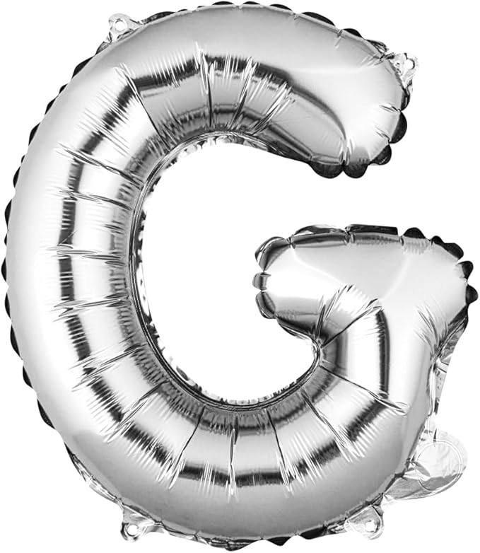 Restaurantware-Balloonify 16 Inch Letter Balloon, 1 Alphabet Party Balloon - Letter G, Self-Sealing, Silver Foil Mylar Finish, Hanging Loop, Decoration For Birthday, Wedding, Or Graduation