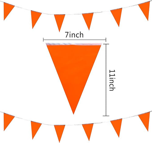 100 Feet Orange Pennant Banners Flags String Hanging Triangle Bunting Flags,Party Decorations for Grand Opening,Kids Birthday,Carnival,60 PCS