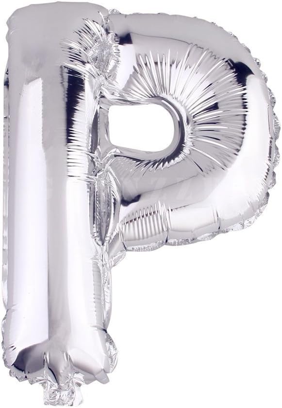 Glanzzeit 16 Inch Silver Foil Balloons Letters A to Z Numbers 0 to 9 for Prom Wedding Birthday Party Decor (Letter P)