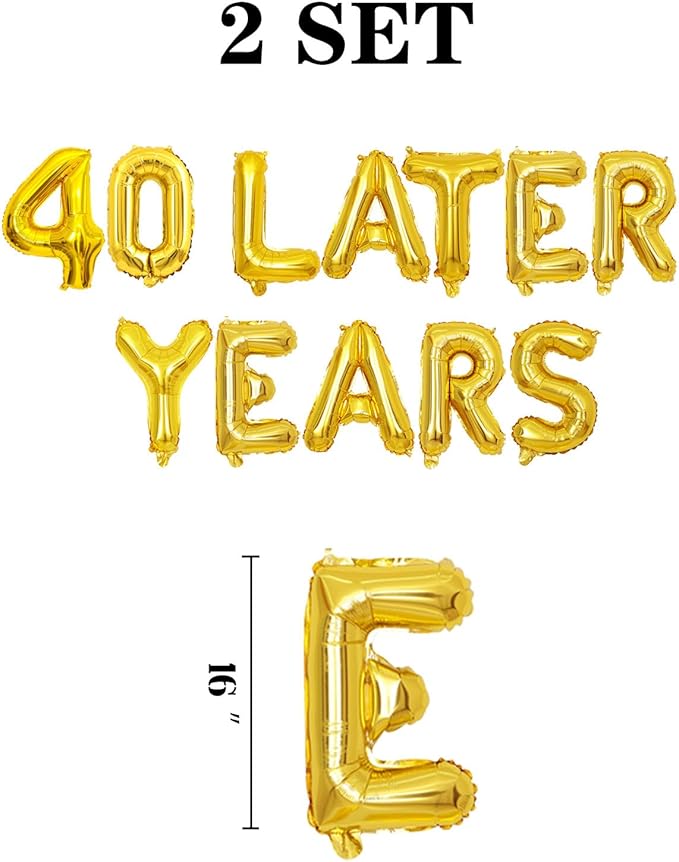 Gold 40 Years Later Letter Balloons 16in Balloon Foil Letter Decorations Party Decor Gold Letter Balloons 40 Years Later Party Supplies