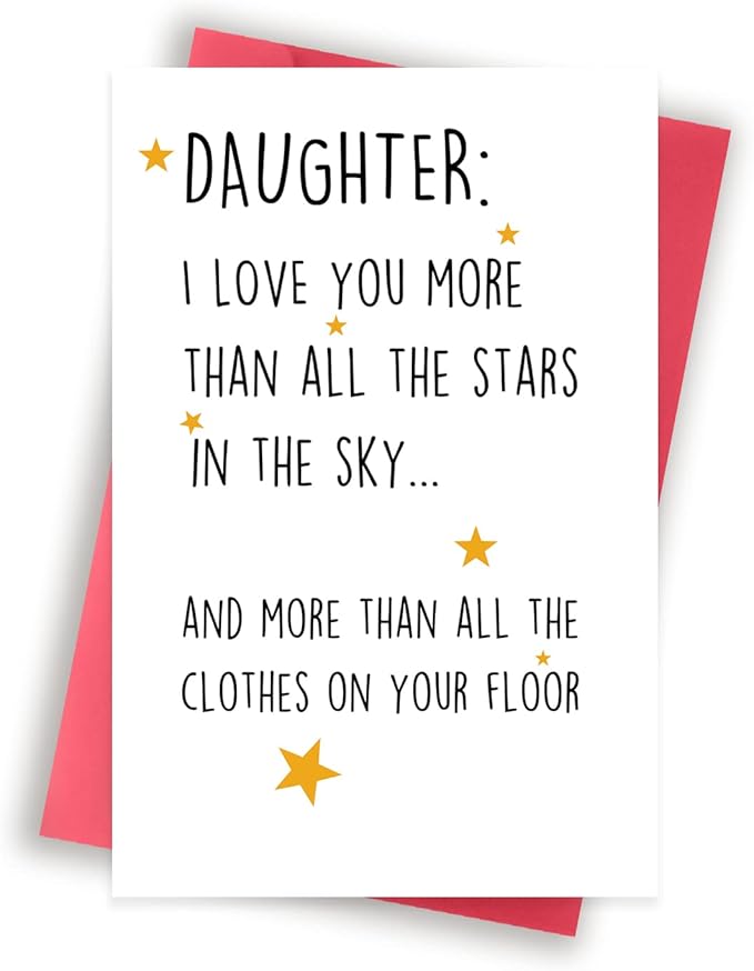 Huameigf Humorous Birthday Gifts for Daughter Adult, Motivational Daughter Birthday Card from Mom Dad, I Love You More Than The Stars In The Sky