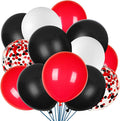 JOYYPOP 80Pcs Red White and Black Latex Balloons with Confetti Balloons for Graduation Poker Card Party Decorations, Casino, Race Car Party, Red and White Graduation Decorations