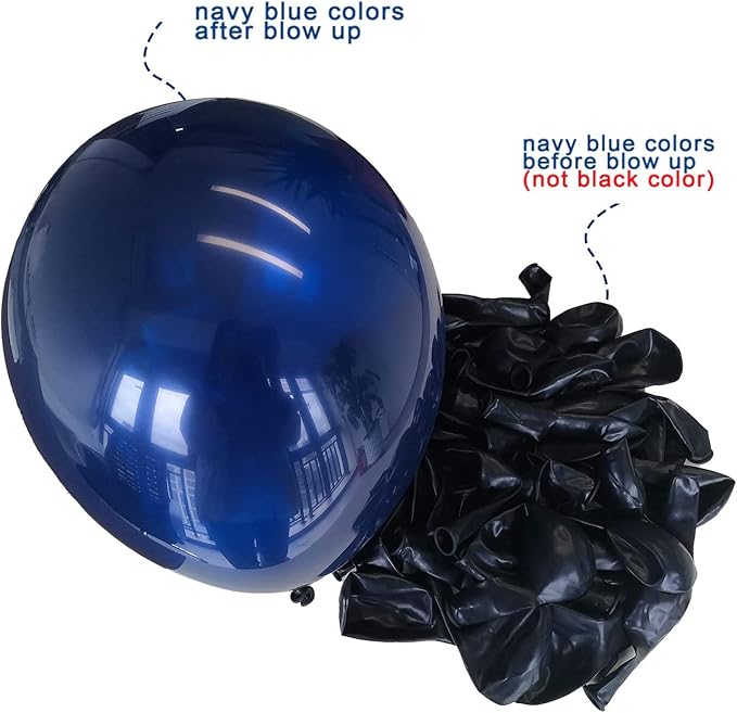 Navy Blue and Gold Confetti Balloons, 50 pcs 12 inch Pearl White and Gold Metallic Chrome Birthday Balloons for Celebration Graduation Party Balloons