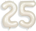SUWEN 40 Inch Large Cream White 25 Balloon Numbers Big Foil Helium Number Balloons 0-9 Jumbo Happy 25th Mylar Birthday Party Decorations for Women or Men 52 Anniversary Party Supplies