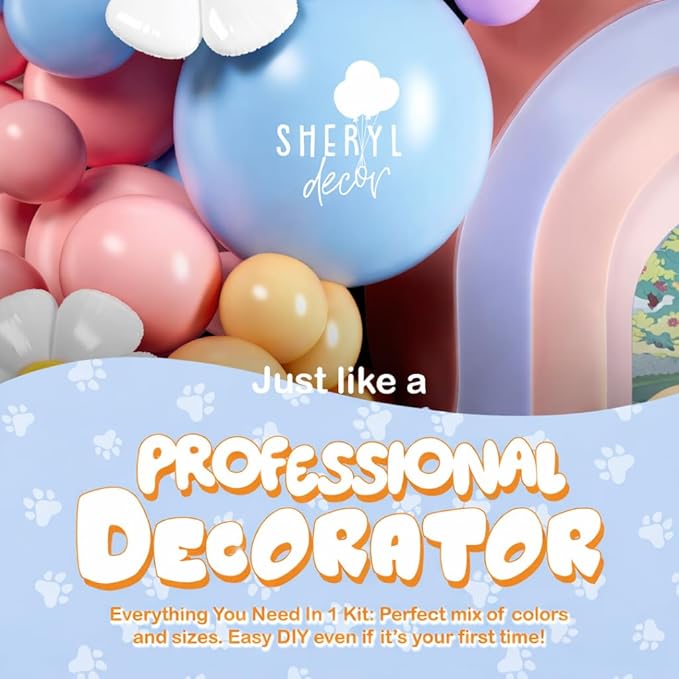 ALL-IN-1 Blue Balloon Arch Kit with BONUS Bone & Daisy Balloons for Birthday Decoration Girl - Pastel Balloons Garland for Blue Party Decorations & Party Supplies - Puppy Party Decorations