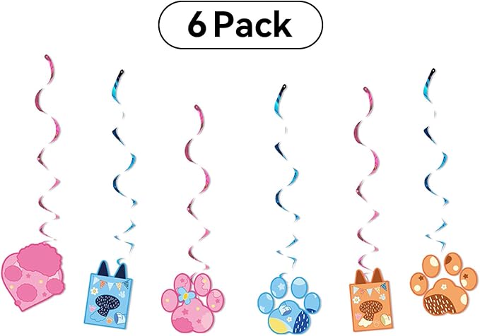 Blue Dog Birthday Decoration Set, Cartoon Animal Happy Birthday Banner, Party Supplies with Banner, Hanging Swirl, Honeycomb