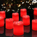 SHYMERY Flameless Votive Candles,Battery Operated LED Candle,24 Pack 200+Hour Flickering Electric Fake Candles in Red for Wedding,Table,Halloween,Festival Celebration,Christmas Decoration