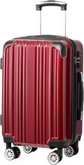Coolife Luggage, Suitcase with Durable and Lightweight, Checked Luggage with PC+ABS Hardshell, Dual Spinner Wheels, TSA Lock, and YKK Zipper (wine wind new, M(24in))