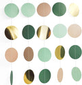 NICROLANDEE Wedding Party Decorations - 3 Pack Sage Green Dots Paper Garland String Hanging Backdrop for St Patricks Day Rustic Wedding, Neutral Baby Shower, Vintage Party, Birthday, Engagement