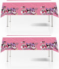 2pcs Pink Cat Tablecloth Cute Anime Themed Party Supplies Tablecover Perfect for Birthday Celebration and Party Decorations (70x42.9 inch) (Purple korm)
