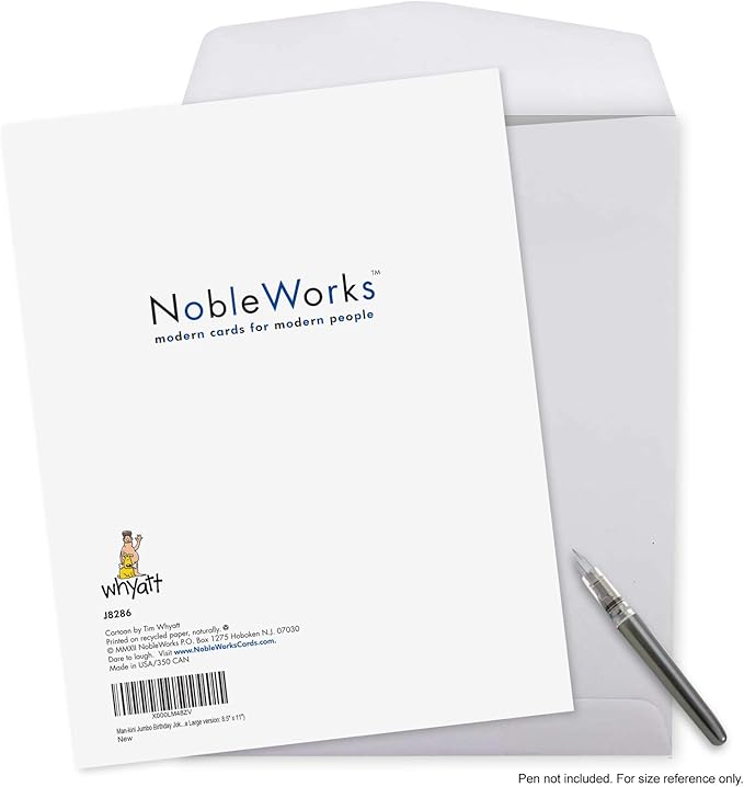 NobleWorks -1 Funny Birthday Card Inappropriate (8.5 x 11 Inch) - Humor Cartoon Bday Notecard with Envelope - Man-Kini J8286