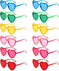 EnriQ 12 Pairs Heart Shaped Sunglasses for Women Colorful Heart Sunglasses Bulk Fun Transparent Glasses for Valentines Party Favor St. Patricks Day Prop Mardi Gras Party Decoration