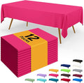 Smiry Disposable Table Cloth - 12 Pack, 54 x 108 Inch Waterproof Rectangle Tablecloths for Parties, Decorative Plastic Table Cover, Leakproof & Sturdy, Hot Pink