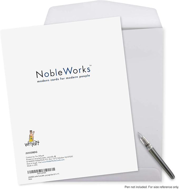 NobleWorks -1 Funny Birthday Card Inappropriate (8.5 x 11 Inch) - Humor Cartoon Bday Notecard with Envelope - Strippergram J5552BDG
