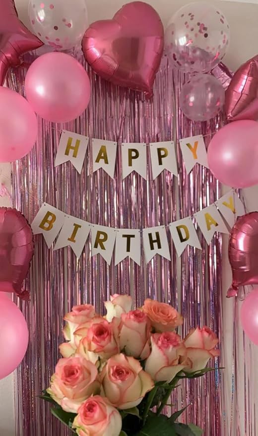 Pink Backdrops Curtains Party Decorations, Tinsel Streamers Birthday Decoration for Women Sweet 16, Photo Booth Props for Princess, Wedding, 1Pack 3.28X6.56Ft