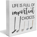 Important Choices Golf Wooden Box Decor Desk Golfer Rustic Home Office Shelf Wall Decoration Gift for Him