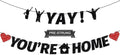 Tellpet Pre-Strung Yay! You’re Home Banner, NO DIY Glitter Welcome Home Decorations for Military Army Returning Homecoming Party, Black