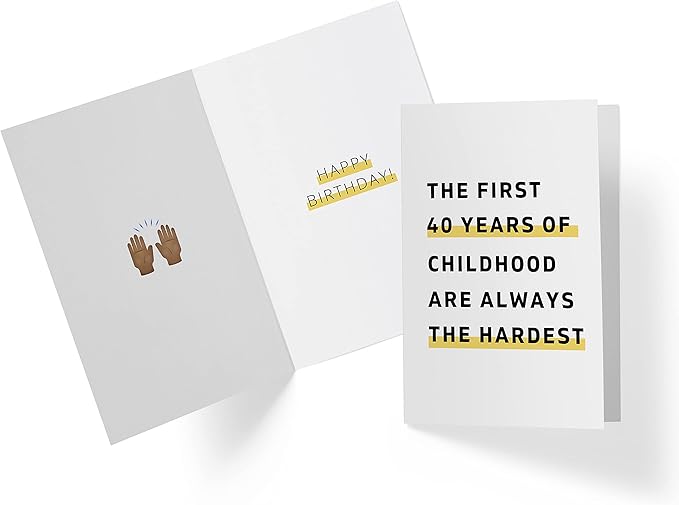 Karto Funny 40th Birthday Card for Men Women - Large 5.5x8.5 inch 40 Years Old Birthday Cards for Him Her - Childhood