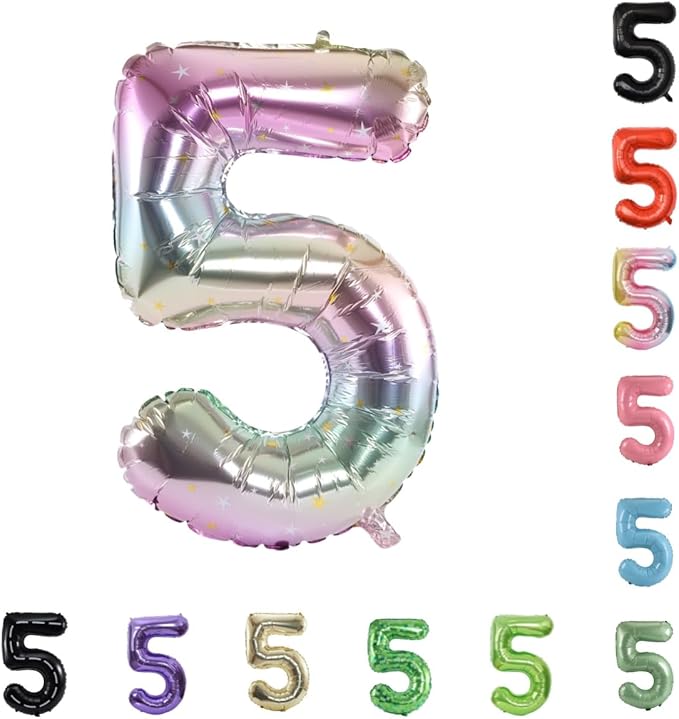 40 Inch Large Foil Helium Number Balloon Birthday Wedding Party 0-9 (Pastel, 5)