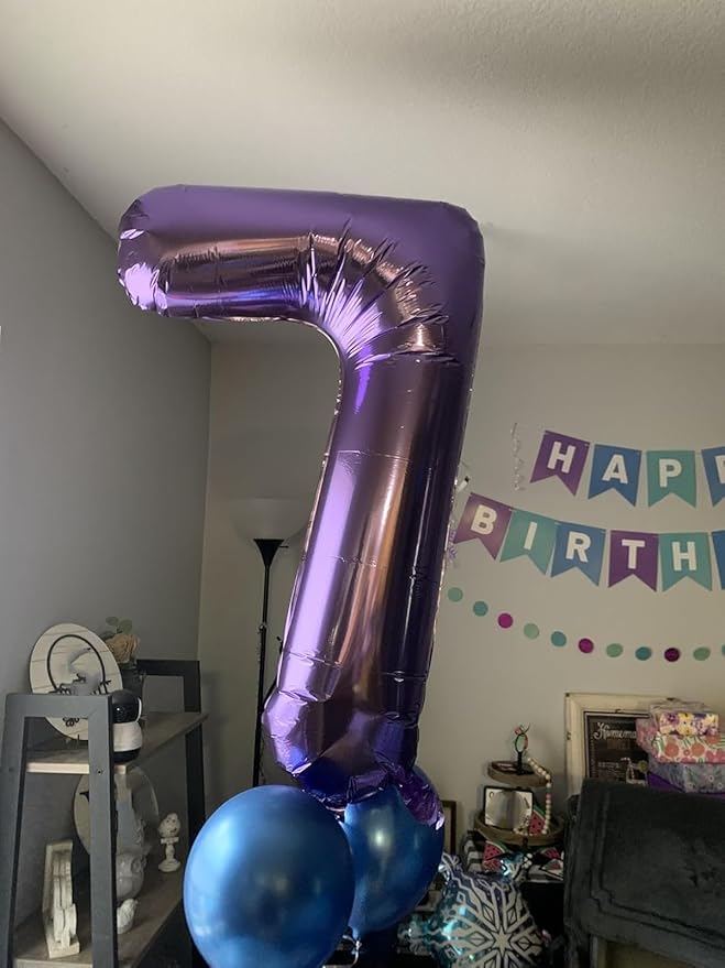 40 Inch Number 7 Balloon, 6 7 Birthday Decorations, Purple Seven Birthday Decor, 7 17 27 70 Year Old Balloon Number for Engagement, Wedding, Graduations