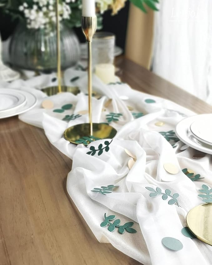 Baby Shower Confetti Scatter Table Decoration Supplies Golden Green Eucalyptus Greenery Branches Nature-Theme Party Bridal Shower Party Wedding Nursery Decor 210 pcs