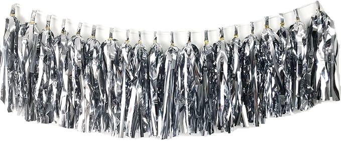 Tissue Paper Tassels Paper Tassels Garland Banner Table Decor Party Tassels Banner Wedding Birthday Baby Shower Nursey Party Decorations Supplies (20, Silver)