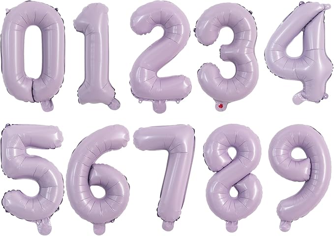 TONIFUL Balloons 16 Inch Baby Purple 0-9 Number Mylar Foil Balloons 10 Pcs digitalal Balloons for 2026 New Year Eve Birthday Party Engagement Graduations Anniversary Baby Shower