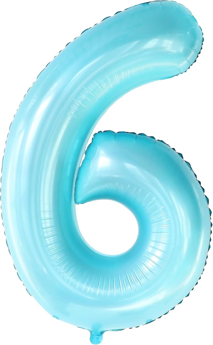 KatchOn Giant Light Blue Number 6 Balloon - 40 Inch, Pack of 1, Helium Supported, Unisex Children, Birthday, Number Balloon