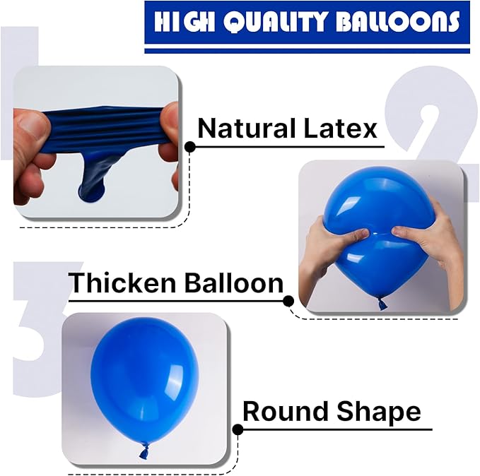 PartyWoo Royal Blue Balloons 152pcs Different Sizes Pack of 18 12 10 5 Inch Dark Blue Balloon Arch Kit for Baby Shower Gender Reveal Graduation Under The Sea Birthday Party Decorations Blue-Y5