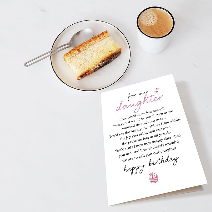 Chenive Daughter Birthday Card from Mom and Dad, Heartfelt Birthday Card for Adult Daughter, Sentimental Poem Daughter Birthday Card from Parents, Happy Birthday Card for Our Daughter