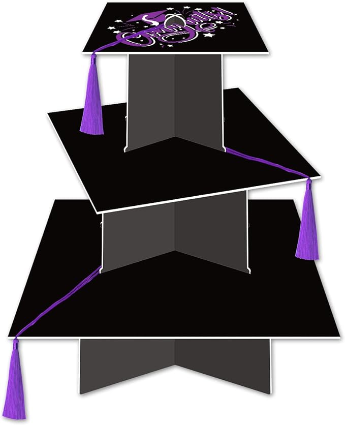 KALEFO Graduation Decorations 2026 Graduation Cap Cupcake Stand with Tassel Graduate Party Favors Table Decor Grad Party Supplies (Purple)