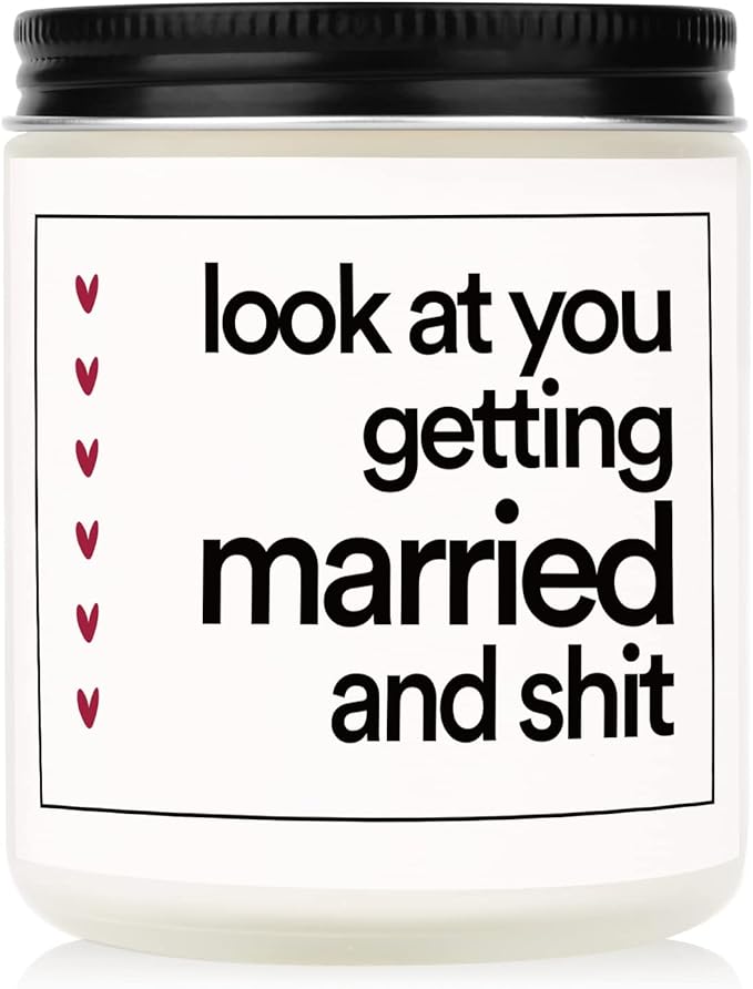 BaubleDazz Funny Wedding Gifts, Bachelorette & Bridal Shower Gift for Bride, 7oz Lavender Scented Soy Wax Candle, Bride to Be, Engagement Gifts for Couples