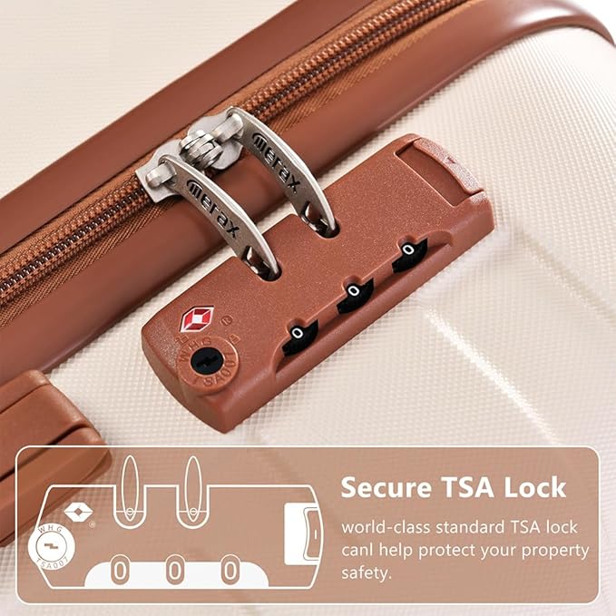 4-Piece Luggage Set, Suitcase with TSA Lock Travel Duffel Bag Wet-Dry Toiletry Bag, Ivory