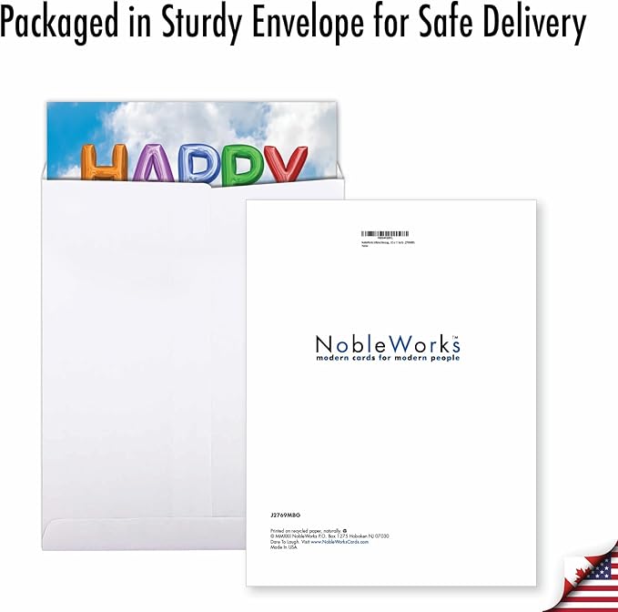 NobleWorks - Milestone Birthday Card with Envelope (Letterhead 8.5 x 11 Inch) - Inflated Messages-101 (Not Actual Balloons) J2769MBG