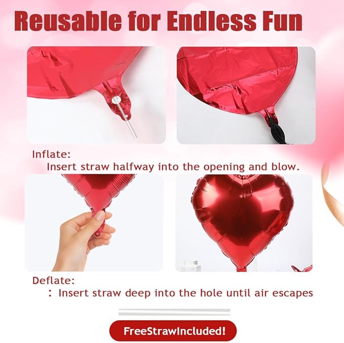 16 Inch Red XOXO Letter Balloons Red Heart Foil Balloons Valentines Day Party Decorations Favors Supplies Valentine Galentines Wedding Ceremonies Bridal Shower Balloon Banner Wall Decor Photo Props