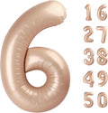 40 Inch Caramel Balloon Number 6 Balloon,6 Foil Mylar Helium Large Digital Balloon Birthday Numbers Jumbo Balloons 16th or 61st Anniversary Party Decorations Supplies