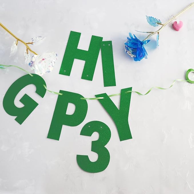 116 Pcs DIY Glitter Customizable Kit - Custom Banner with 111 Letters, Numbers, 3 Rope and 2 Threading Devices for Personalized Decor - Green