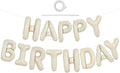 TONIFUL Cream White Happy Birthday Balloons Banner, 16 Inch Mylar Foil Letters Sign Bunting Reusable for Girls Boys Kids & Adults Decorations and Party Supplies