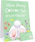 COCHIE 30 Players Easter Games for Adults family Large Groups, How Many Cotton Tails Are in the Jar Easter Party Game, Spring Games Classroom Bunny Brunch Sign with Cards (Green)