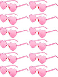 12 Pairs Heart Shaped Sunglasses for Women Colorful Glasses Fun Trendy Transparent Heart Sunglasses Party Favor