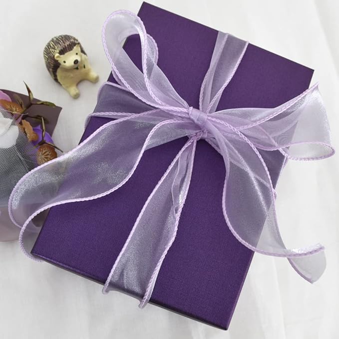 TONIFUL 1-1/2 Inch Wide Light Purple Violet Wired Chiffon Ribbon Sheer Organza Ribbons for Crafts Floral Bouquets Wedding Car Party Decorations Valentine's Day Gift Wrapping Bow Making Tree Wreaths