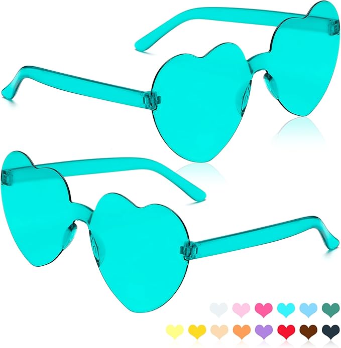 Heart Sunglasses 2 Pairs Heart Shaped Sunglasses Womens Heart Glasses Rave Sunglasses for Women Party Favors