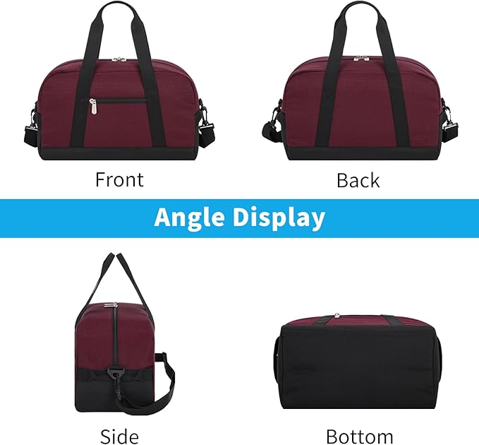 Apenze Small Gym Bag 14 inch lightweight Carry On Mini Duffel Bag for Travel Sport - Wine Red