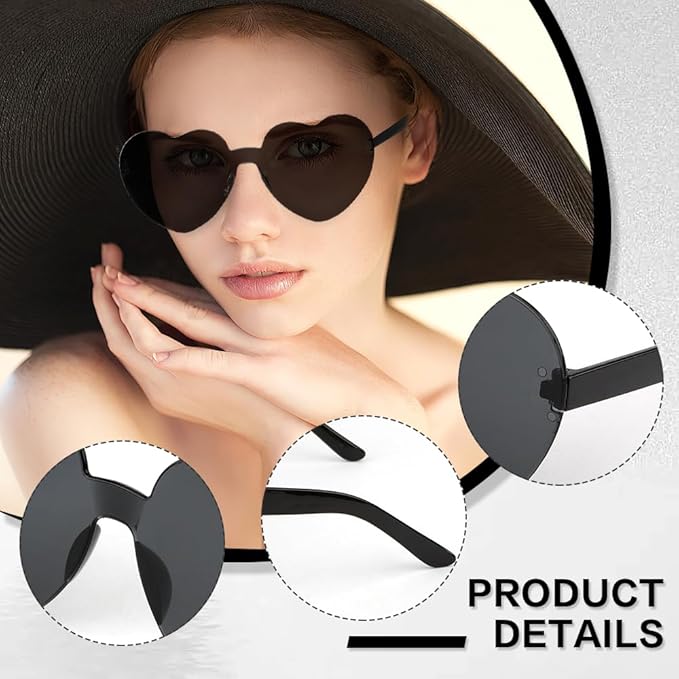 Heart Sunglasses 2 Pairs Heart Shaped Sunglasses Womens Heart Glasses Rave Sunglasses for Women Party Favors