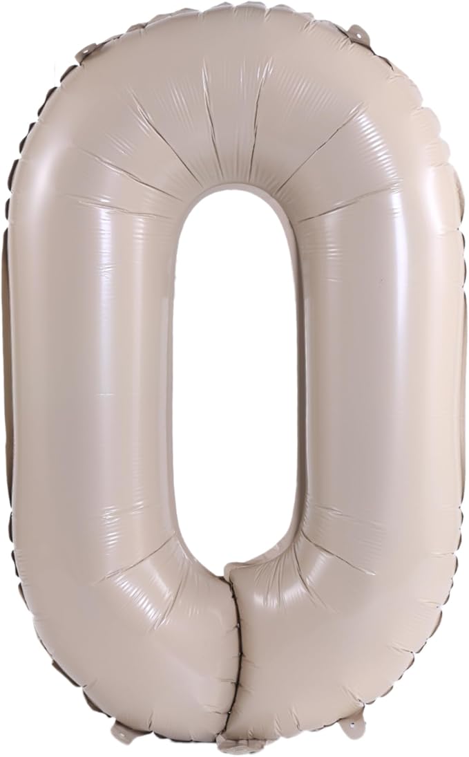 YPSelected 32 Inch Large Foil Helium Number Balloon Birthday Wedding Party 0-9 (Cream, 0)